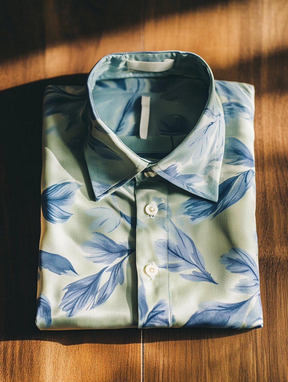 Camisa ejecutivo casual floral solapa de manga corta para hombre