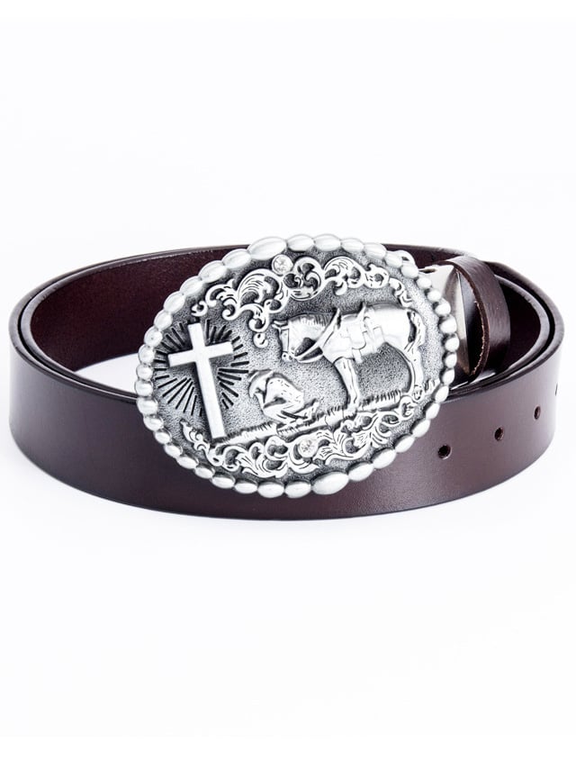 Cinturón retro with big buckle head and heavy buckle iron clip trouser cinturón para hombre