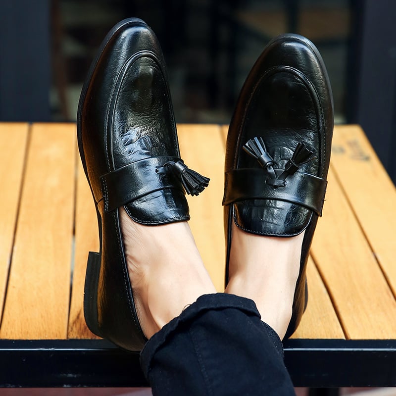 Zapatos ejecutivo casual Simple de moda Tassel cuero para hombre