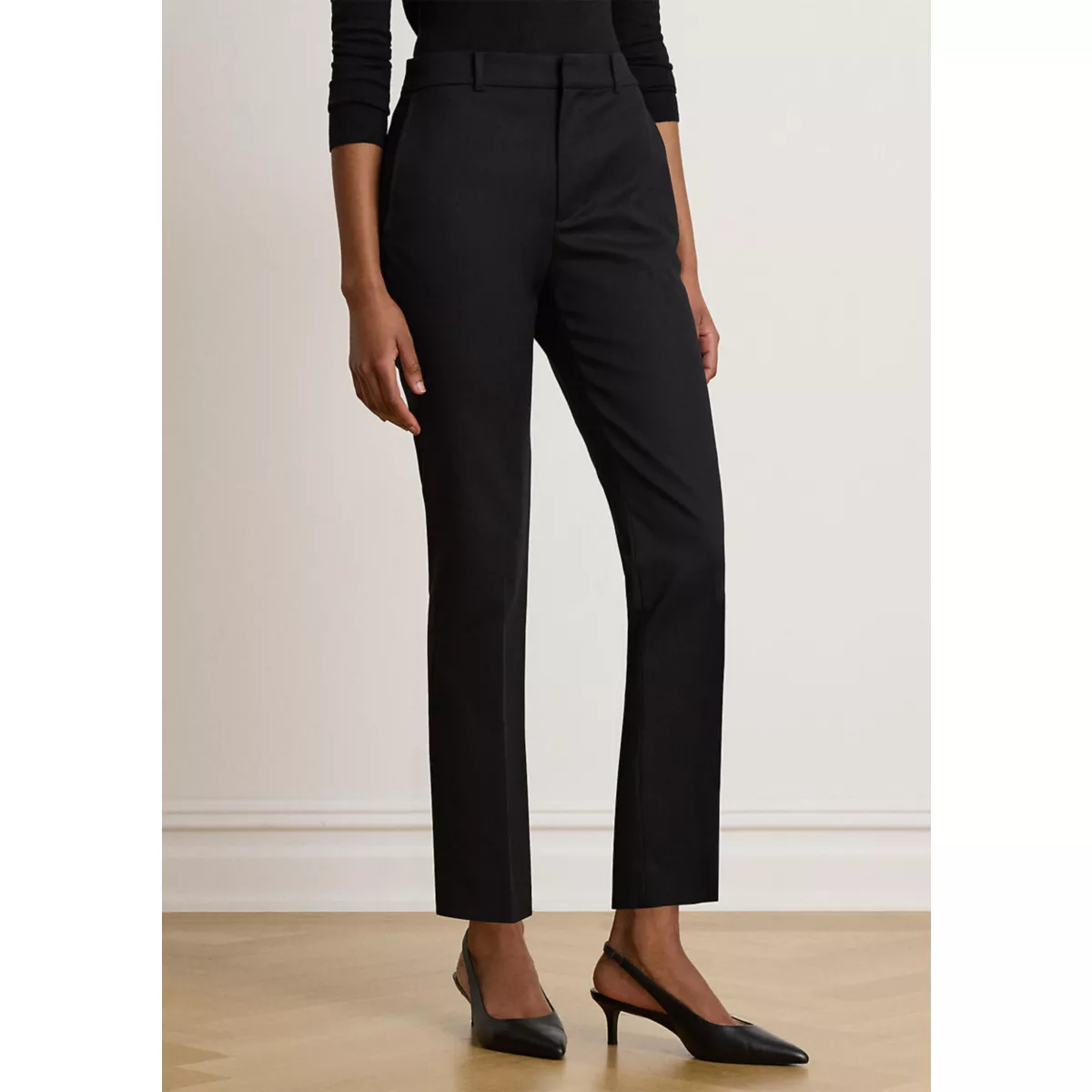 Double-Faced Cotton Slim Straight Pants - 7