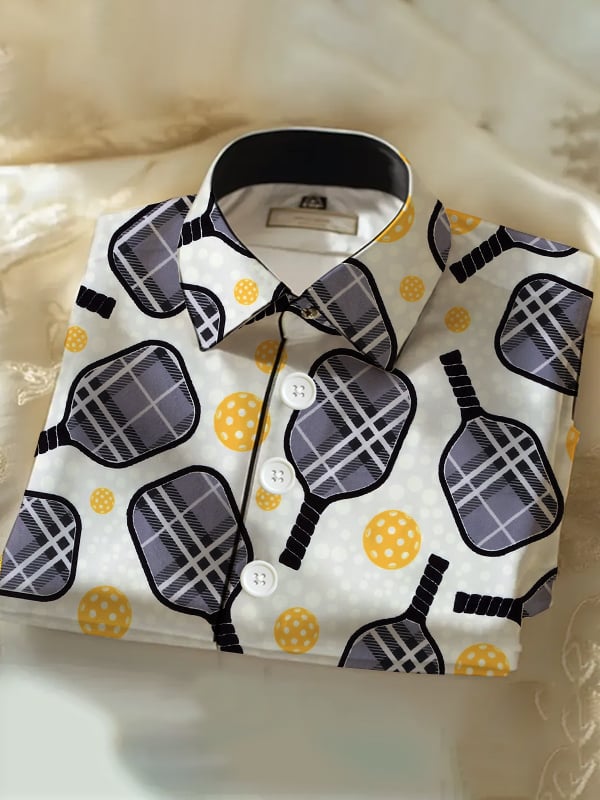 Camisa casual Pickleball estampado de manga corta