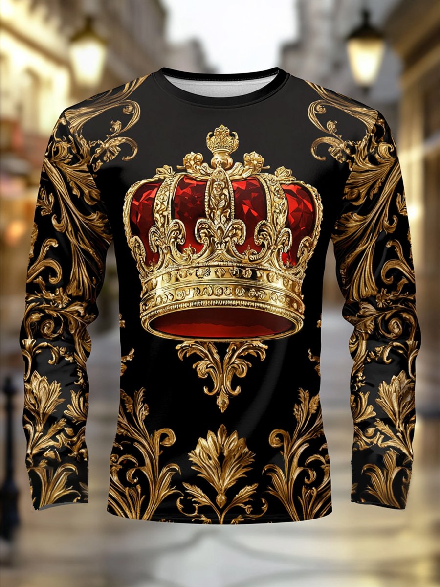 Camiseta Luxe Crown estampado de manga larga para hombre