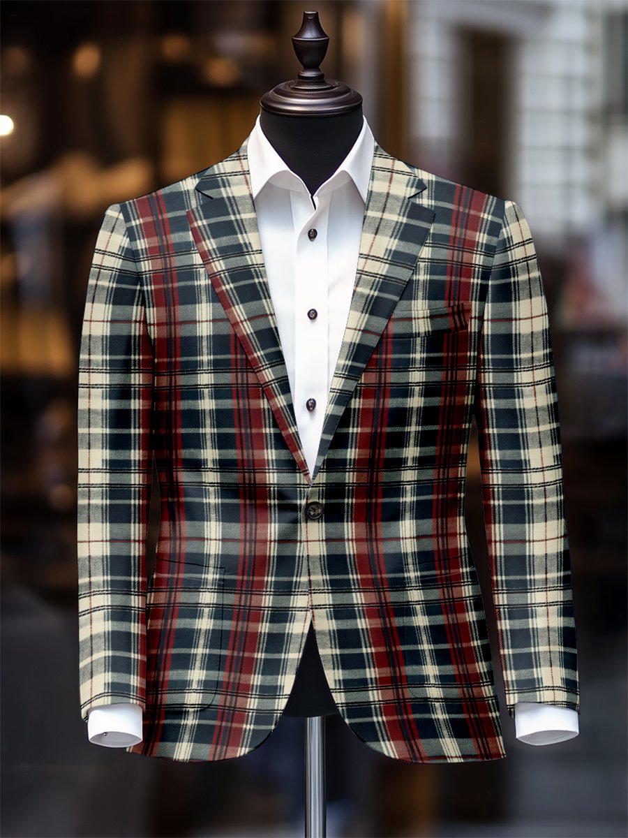 Saco retro casual a cuadros para hombre