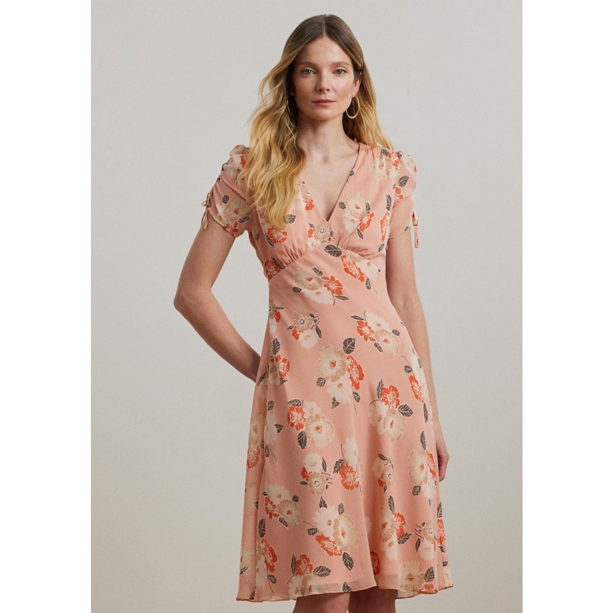 Floral Georgette Short Sleeve Dress - 4