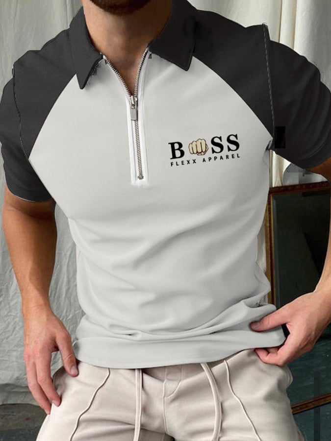 Casual Contrast estampado Polo para hombre