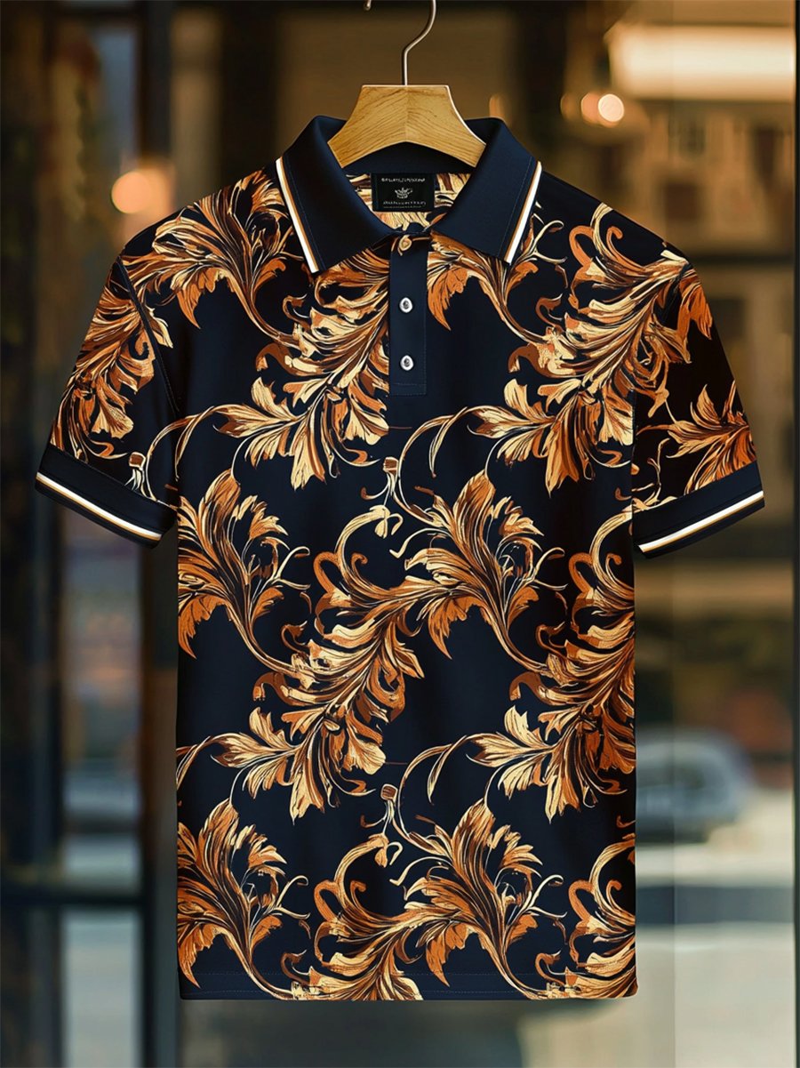Camisa polo casual ejecutivo Palace Style Button de manga corta para hombre