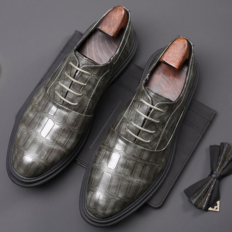 Zapatos Comfortable British ejecutivo Lace-Up Stone cuero para hombre