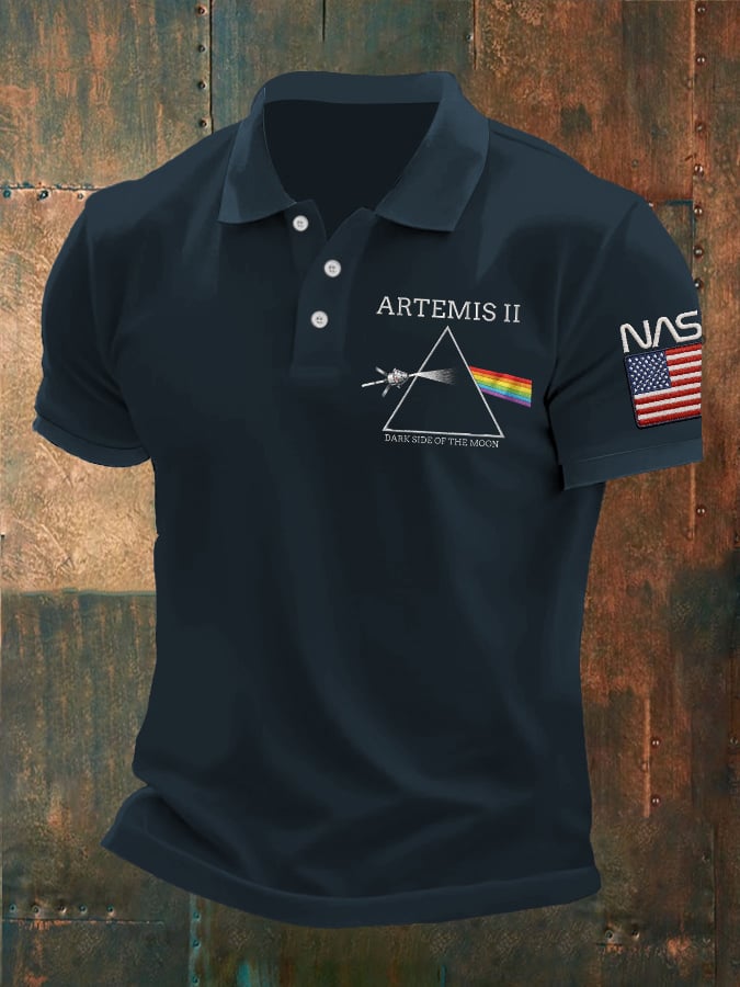 Camisa polo Artemis II Dark Side Of The Moon estampado para hombre