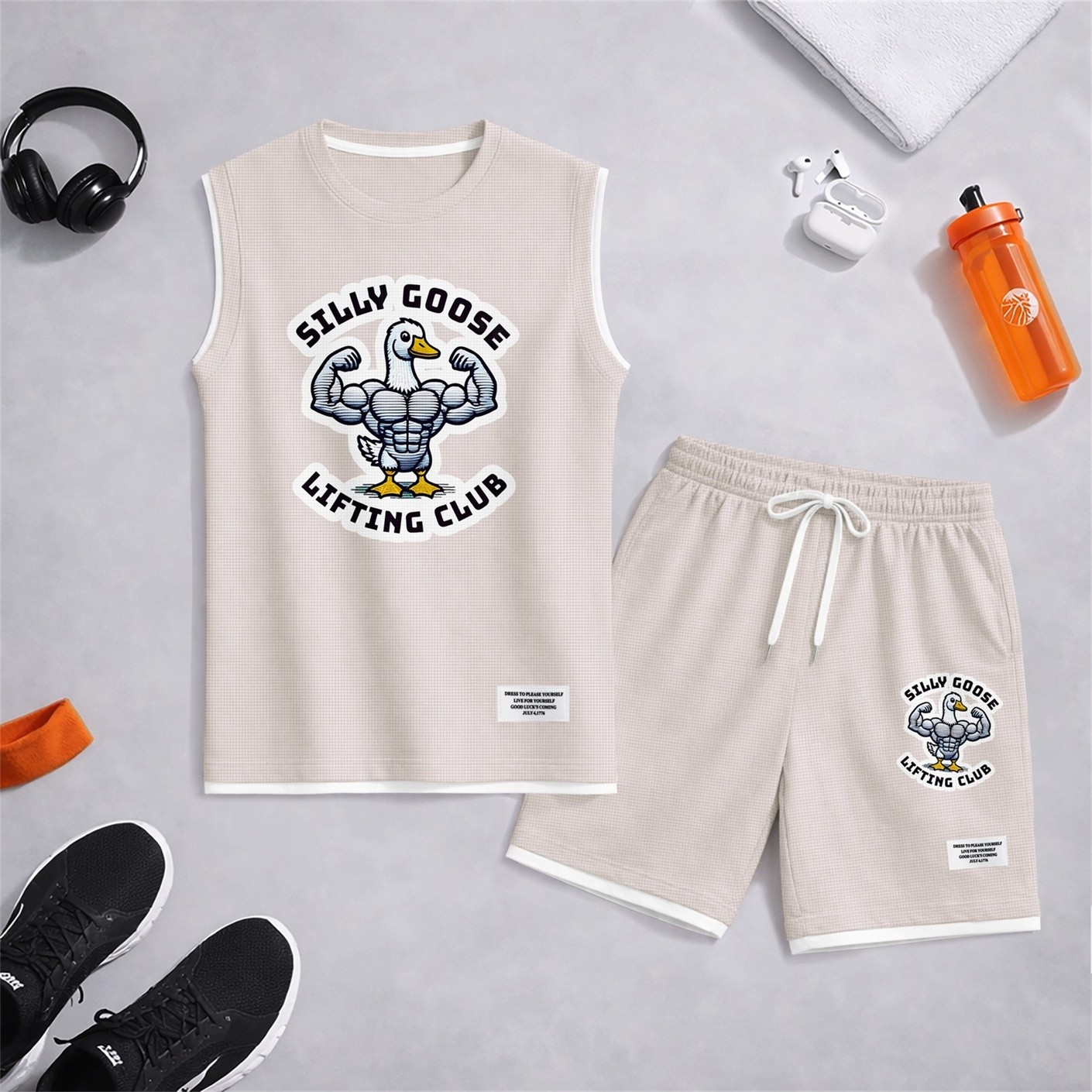 Shorts casual 2 Piece Outfit Graphic Tank Top and Set, Sleeveless Summer Matching Clothes, Regular Fit Streetwear Set for Men, suave Lightweight de moda Outfit for Travel and Weekend Wear para hombre
