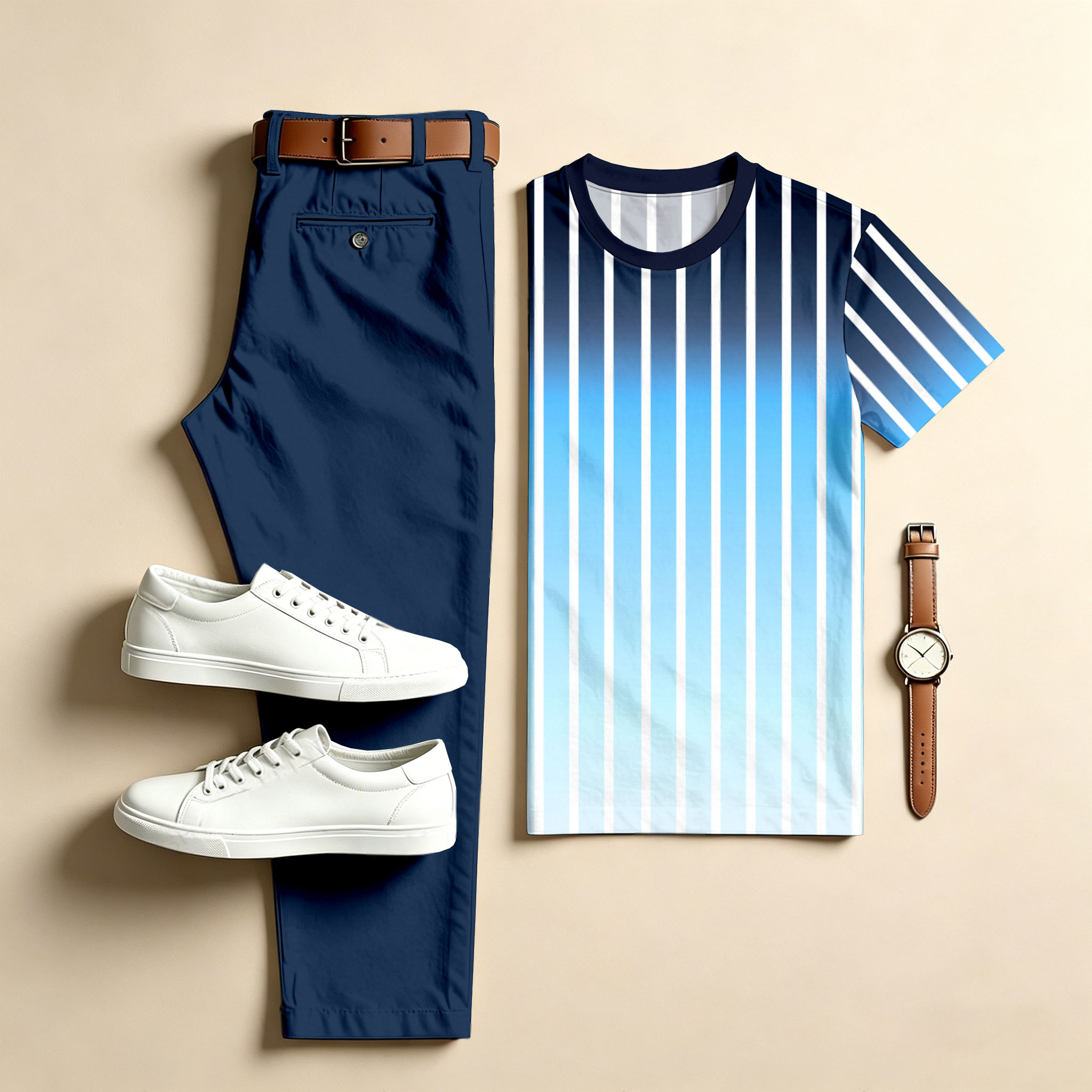 Conjunto de dos piezas casual : estampado Crew Neck de manga corta Top & Long pantalón para hombre