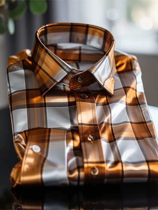 Camisa rayas estampado ejecutivo de manga larga para hombre