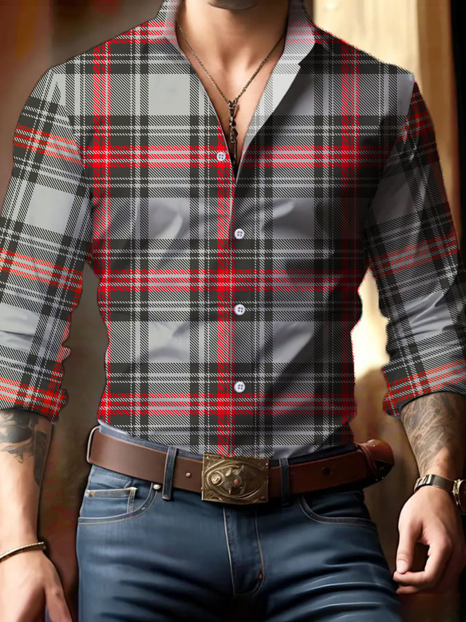 Casual ejecutivo Checkered Princamiseta para hombre