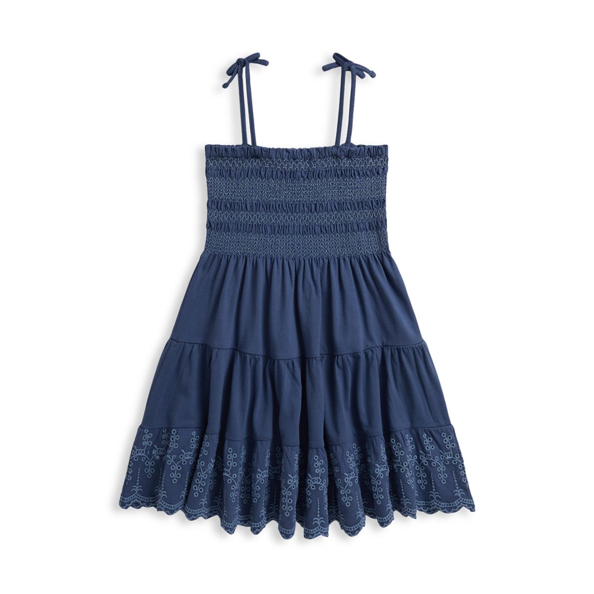 Girls 2-6x Smocked Eyelet Cotton Jersey Dress - 6