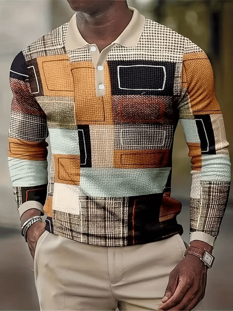 Ejecutivo casual a rayas con botones Polo para hombre