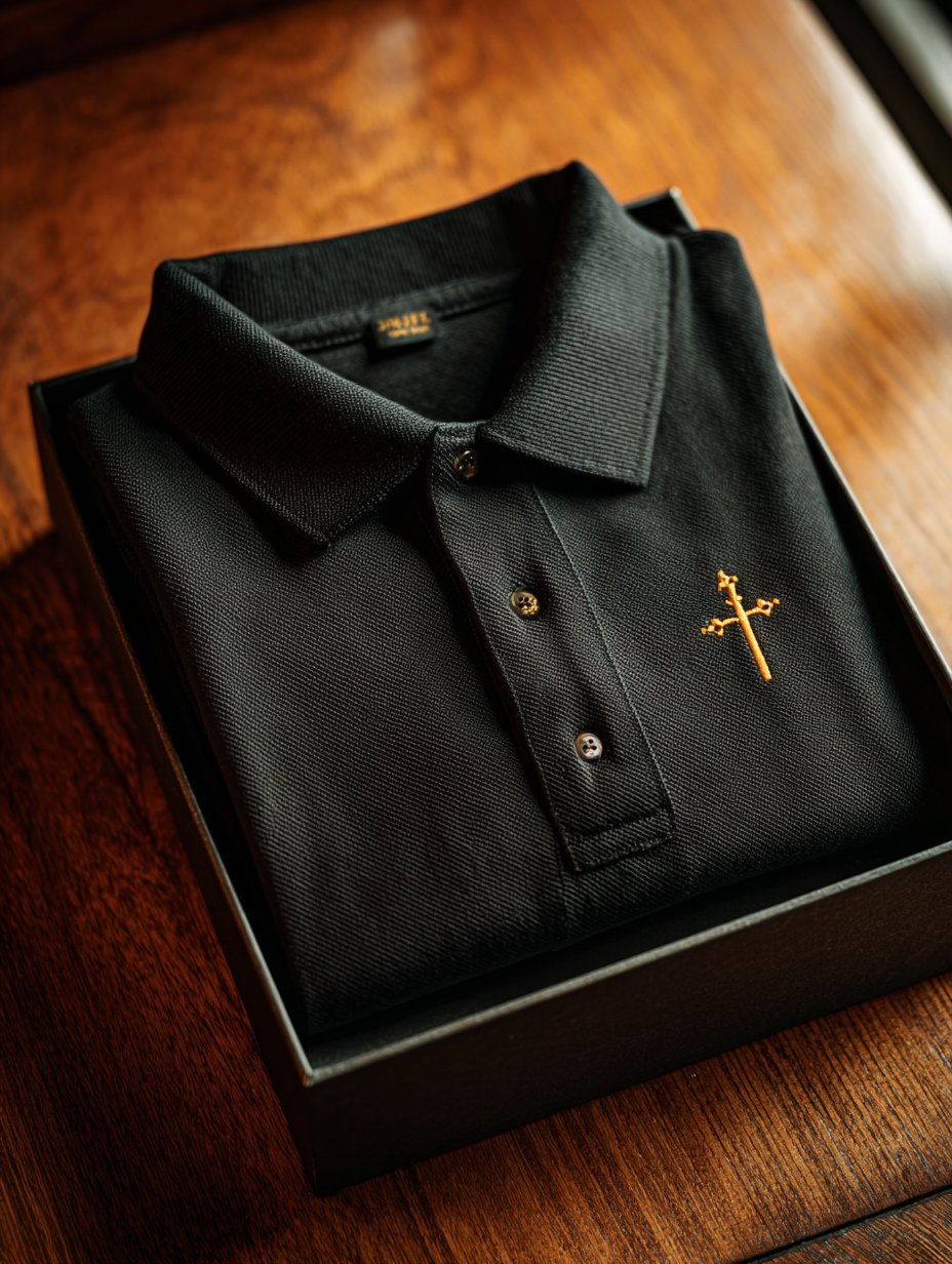 Camisa polo tejidoted de manga corta Cross estampado Pullover para hombre