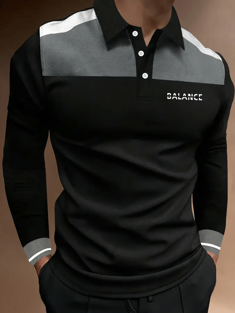 Camisa polo ejecutivo casual a rayas de manga larga para hombre