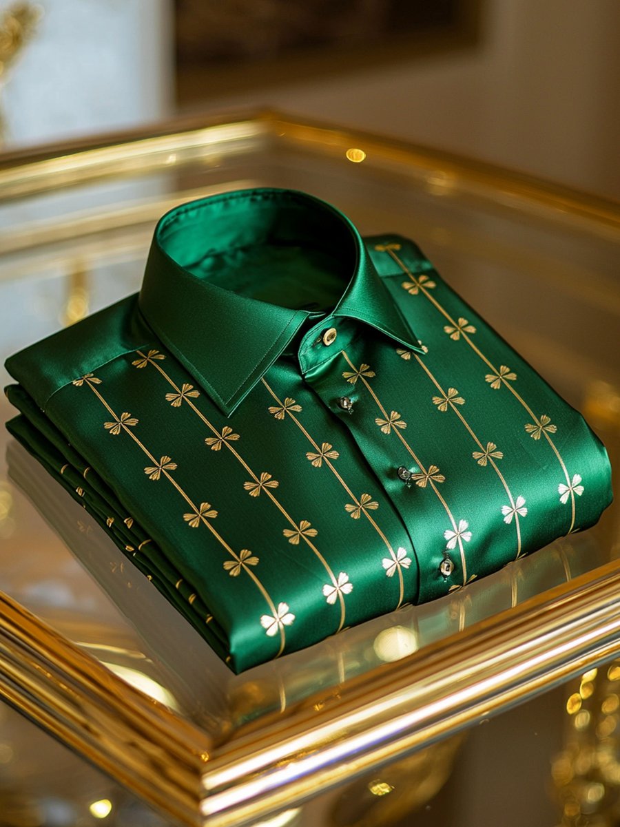 Camisa St. Patrick's satén de lujo ejecutivo de manga larga para hombre