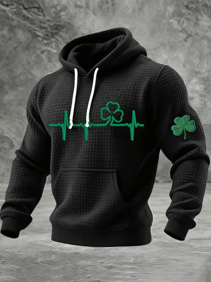 Sudadera St. Patrick's Day estampado Checkered con gorrasucha para hombre