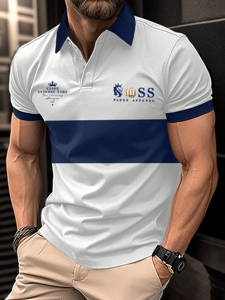 Camisa polo ejecutivo Logo con botones de manga corta para hombre