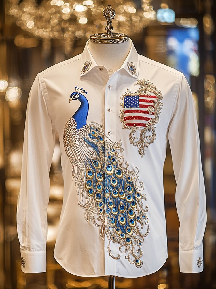 Camisa de lujo Independence Day de manga larga para hombre
