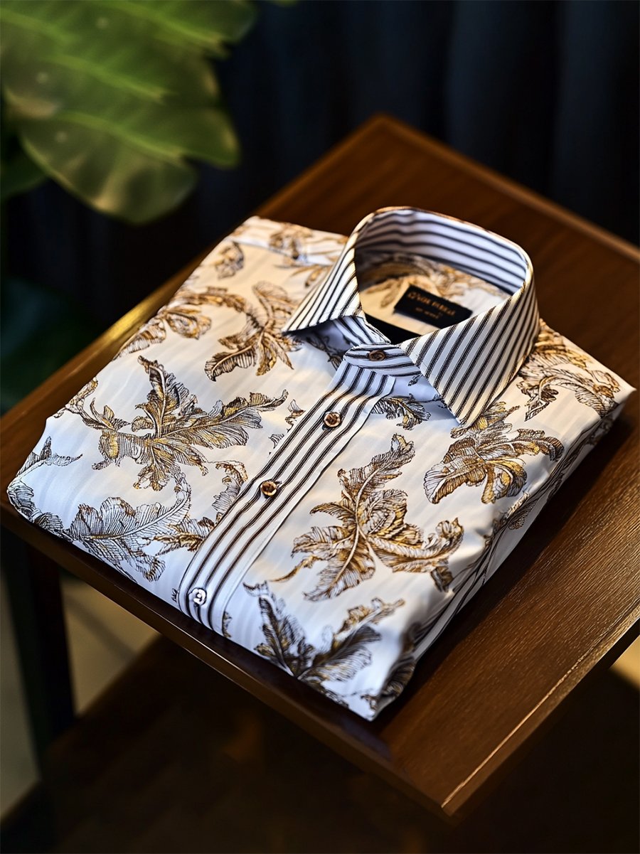 Camisa casual Festival floral estampado de manga larga para hombre