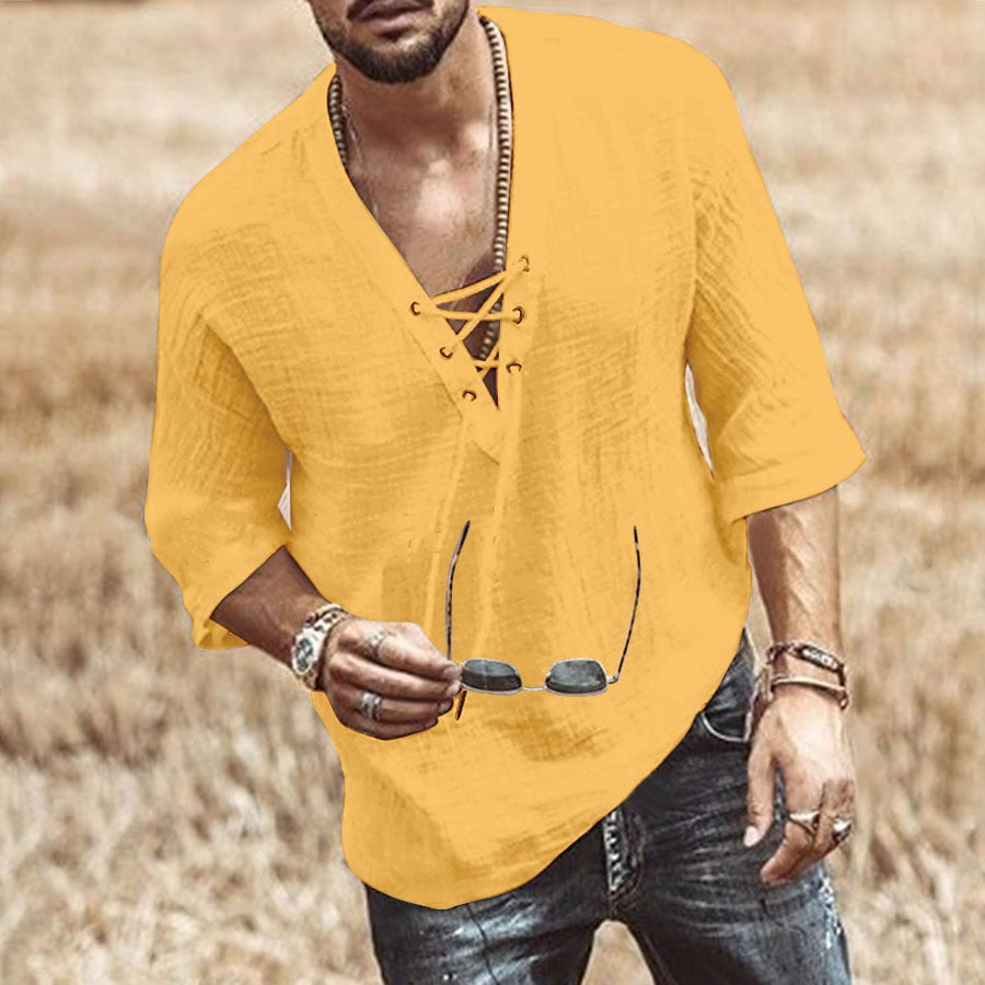 Camiseta casual de lino para hombre