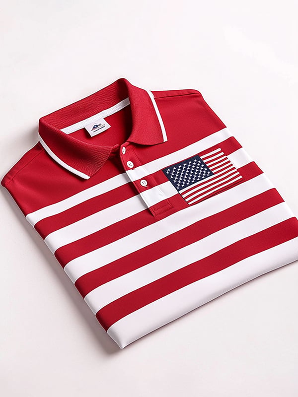 Camisa polo clásico ejecutivo Flag Independence Day de manga corta para hombre