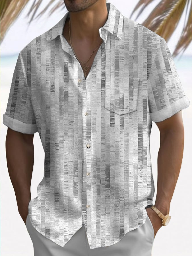 Camisa retro Vacation Style estampado casual (With Pockets) para hombre