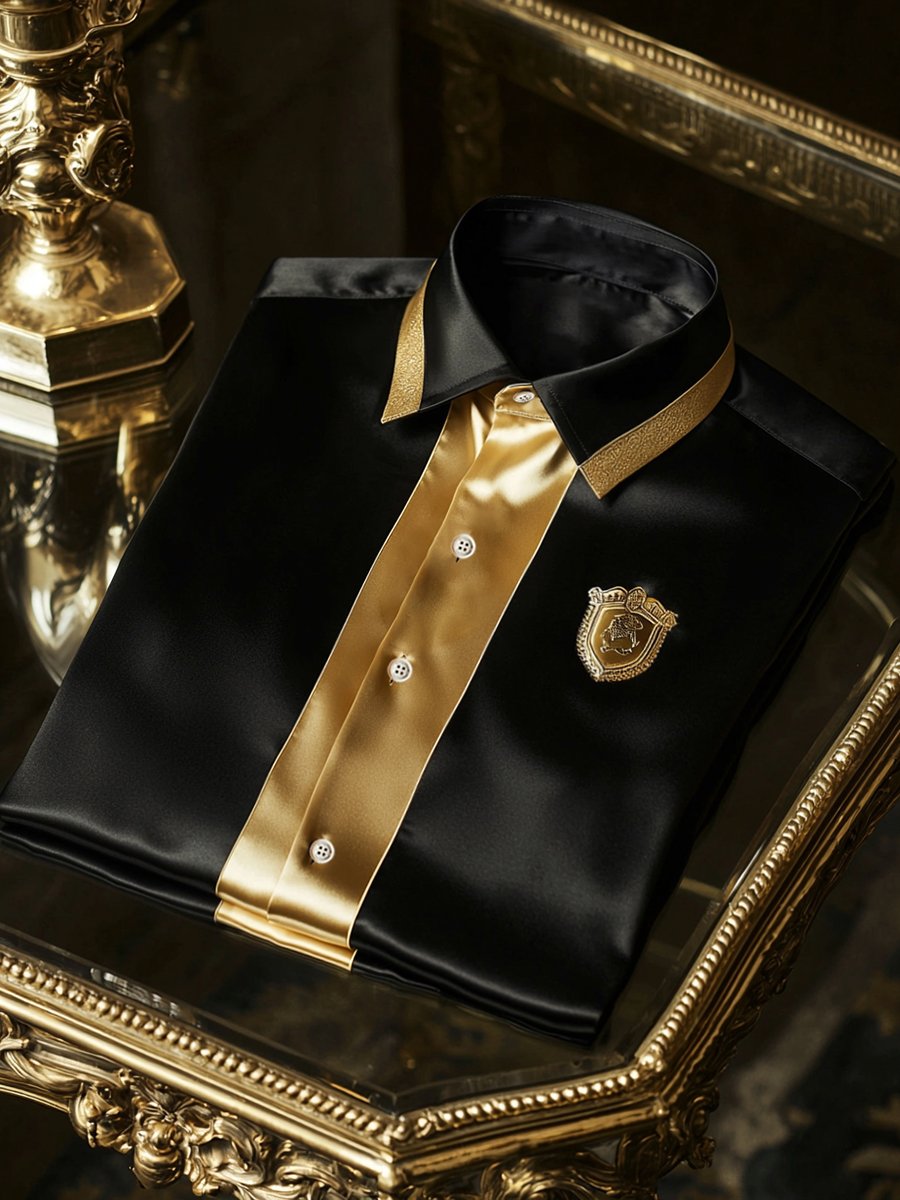 Camisa satén de lujo ejecutivo de manga larga para hombre