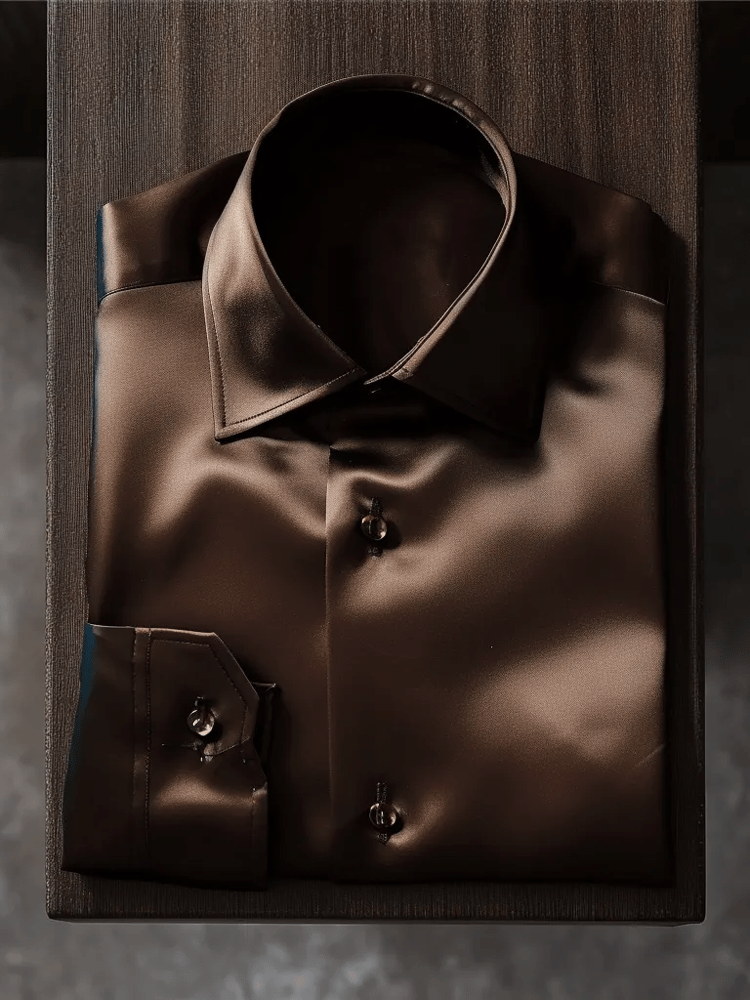 Camisa seda de lujo ejecutivo de manga larga para hombre