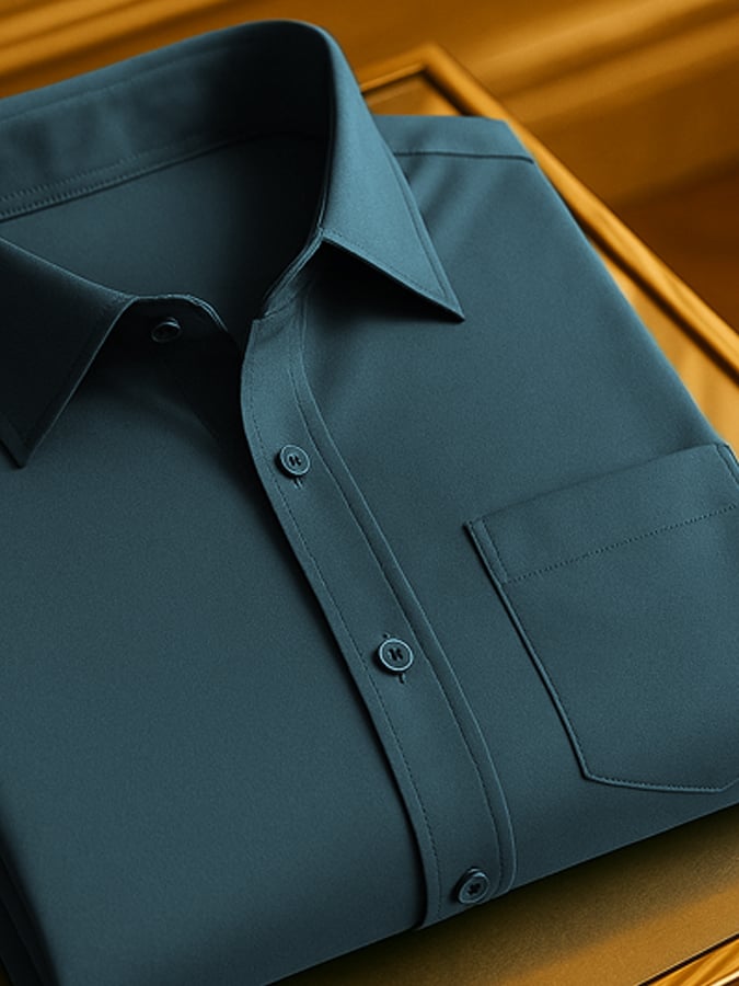 Camisa de moda High-End Light de lujo solapa de manga corta para hombre
