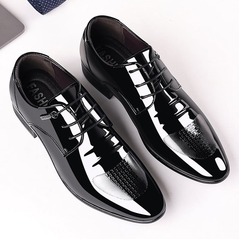 Zapatos Comfortable British ejecutivo Lace-up Patent cuero para hombre