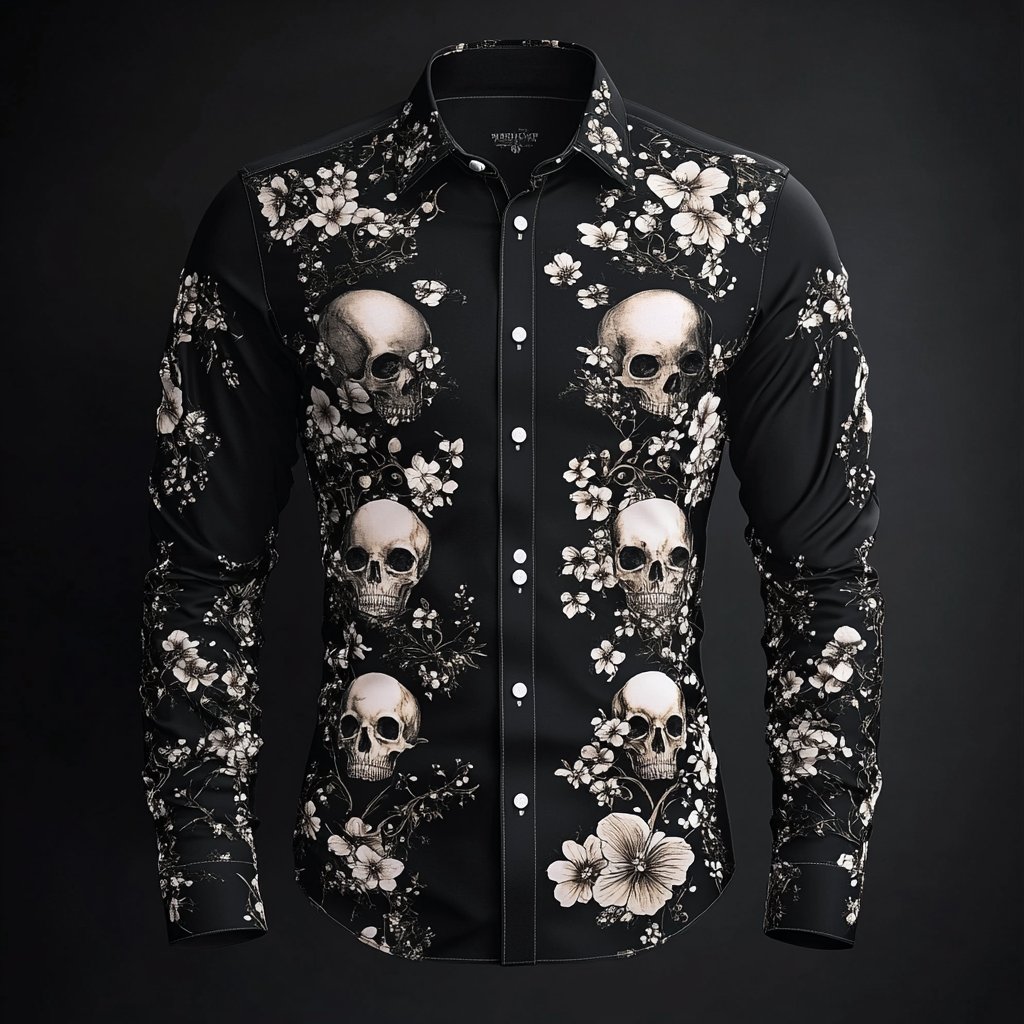 Camisa vintage Art Skull para hombre