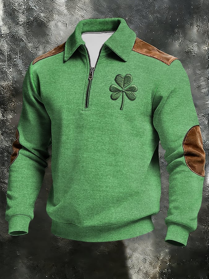Sudadera retro en bloques de color estampado con cierre con gorrasucha para hombre
