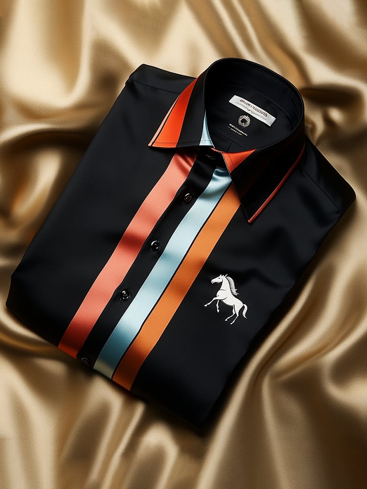 Camisa satén Luxe de manga larga con botones para hombre
