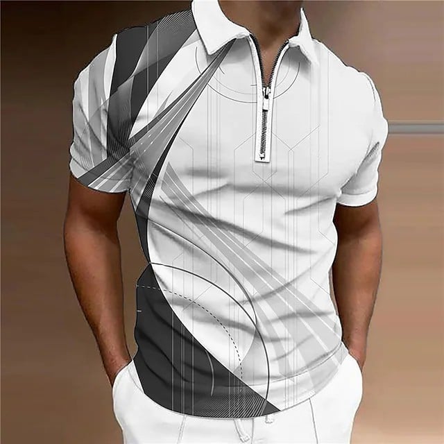 Camisa polo Contrast estampado casual Versatile para hombre
