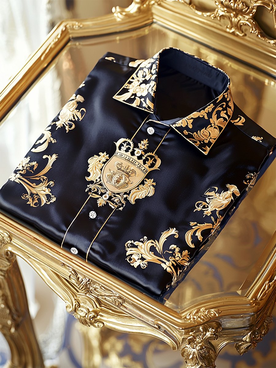 Camisa satén Luxe de manga larga con botones para hombre