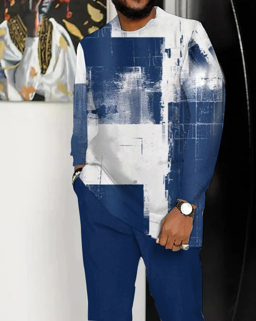 Colorblock estampado de manga larga Walking Suit para hombre