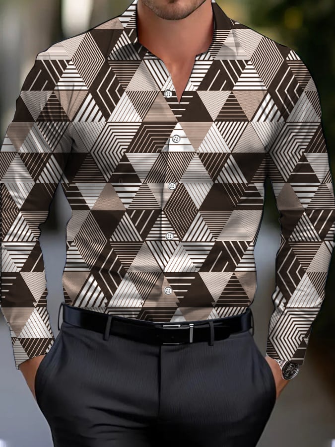 Ejecutivo Style geométrico Princamiseta para hombre