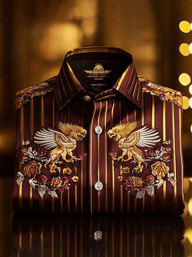 Camisa satén Luxe estampado de manga corta Button para hombre
