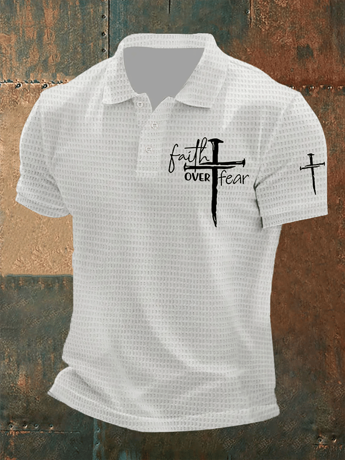 Camisa polo Faith Over Fear Waffle Fabric para hombre