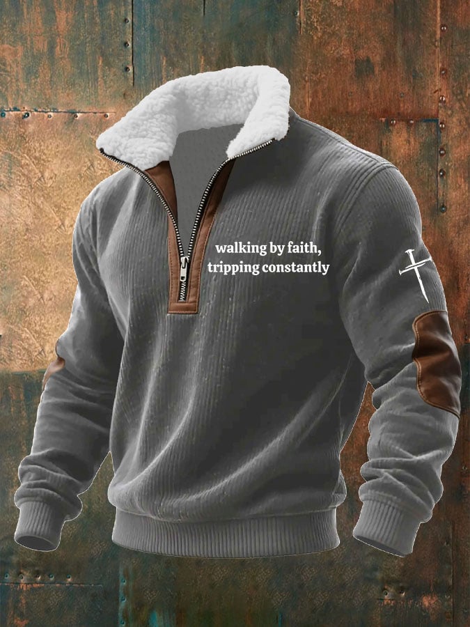 Sudadera Walking by Faith Tripping Constantly estampado tejidoted Fabric cierre Fur cuello para hombre
