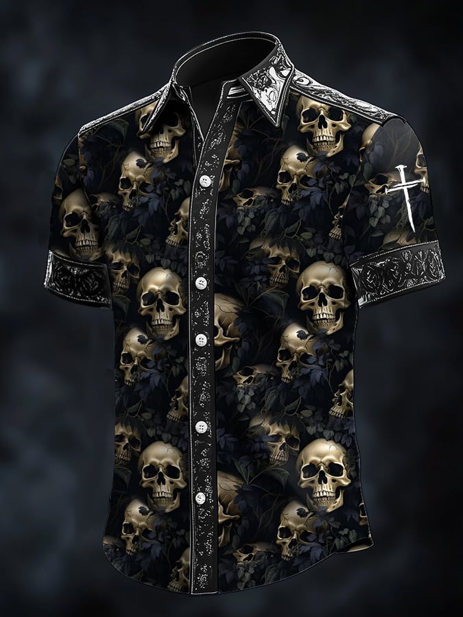Camisa retro Baroque estampado Dark para hombre