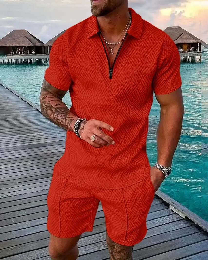 Camisa polo Suitmens para uso diario casual Collar Zipper Set 216 para hombre