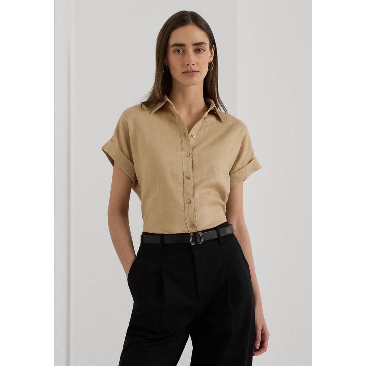 Women's Relaxed Fit Linen Short Sleeve Shirt - 3