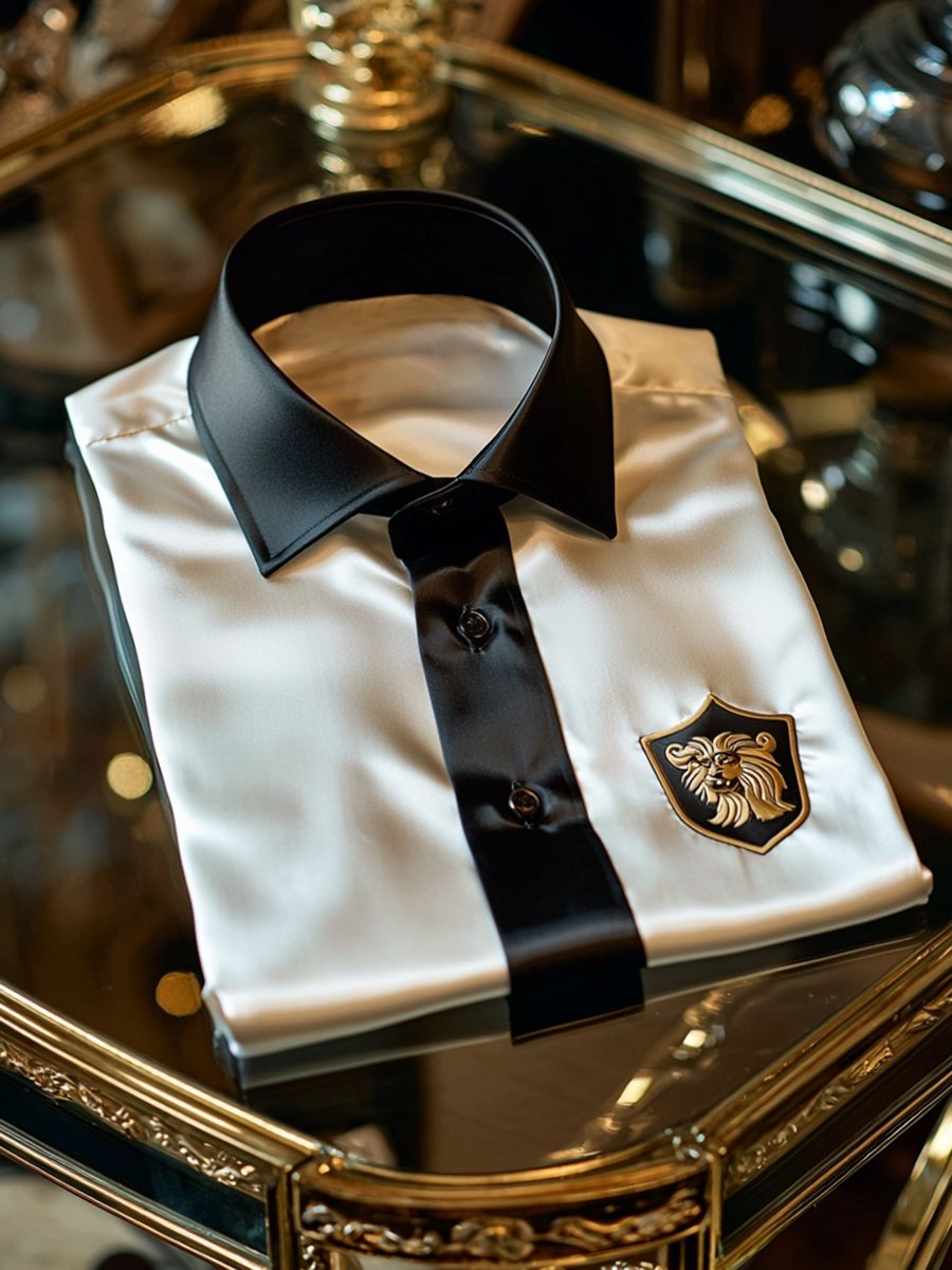 Camisa satén de lujo ejecutivo de manga larga para hombre