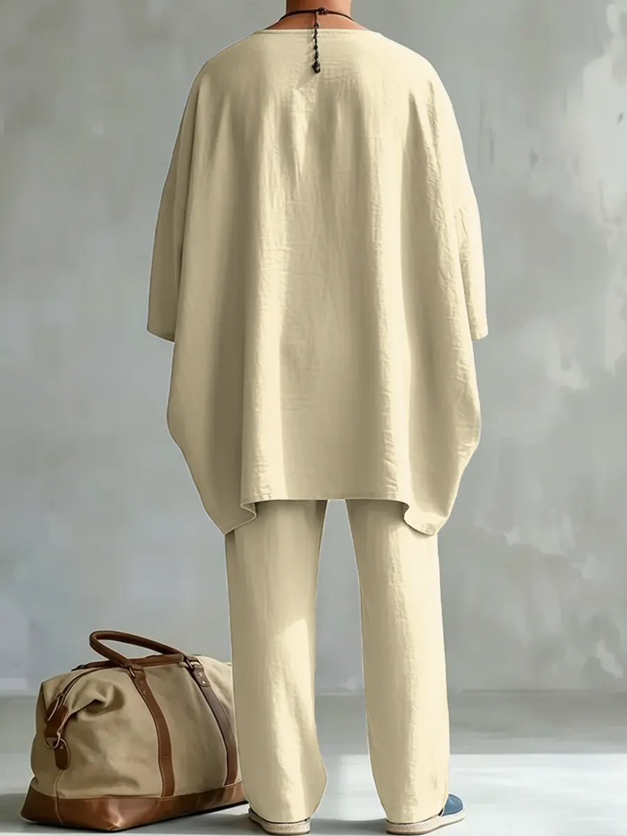 para hombre Abstract Art Print casual Comfort Crew Neck Top And pantalón conjunto de dos piezas