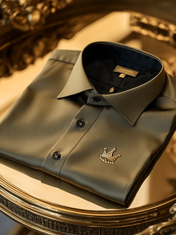 Camisa satén Wing de lujo ejecutivo de manga larga para hombre