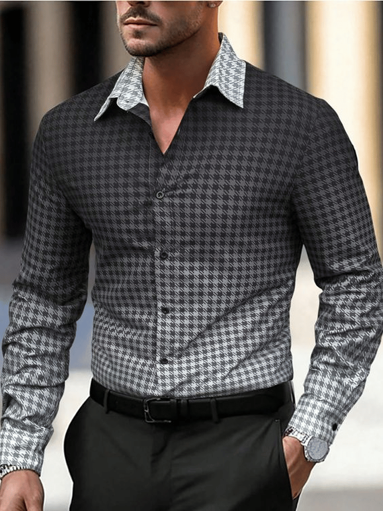 Camisa a cuadros ejecutivo de manga larga para hombre
