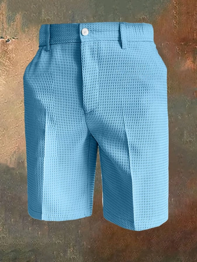 para hombre All-Match de color sólido Waffle Zipper pantalón